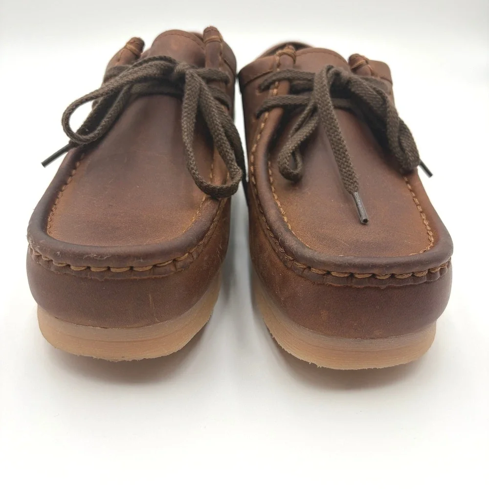 Clarks Collection Padmora Brown Leather Moc Toe Lace Up Oxford Shoes Womens 8.5